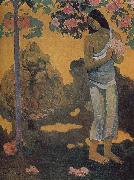 Paul Gauguin Woman holding flowers Sweden oil painting artist